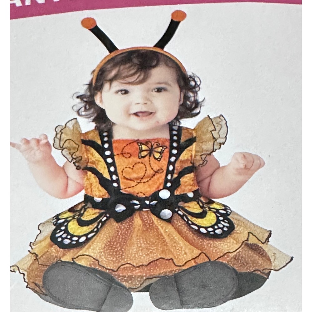 Monarch Butterfly Infant Halloween Costume 12-18 Months Dress & Headpiece  NWT